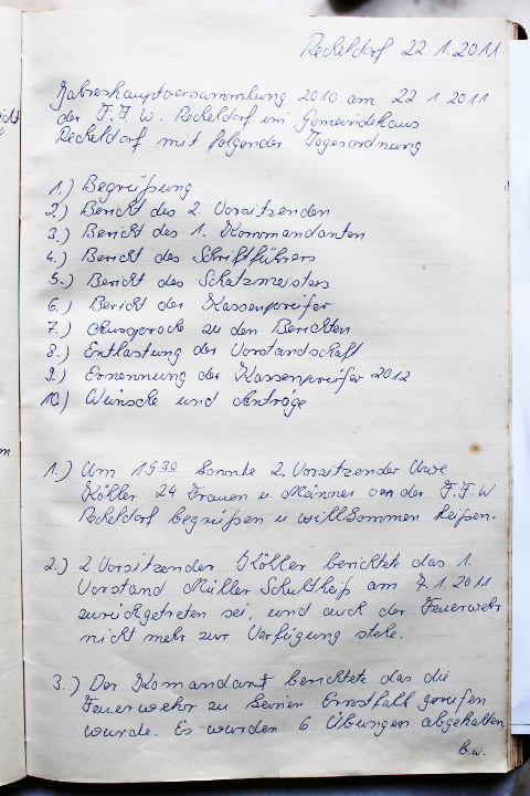 Das Protokollbuch der FFW Recheldorf