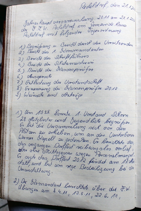 Das Protokollbuch der FFW Recheldorf