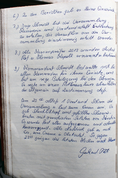 Das Protokollbuch der FFW Recheldorf