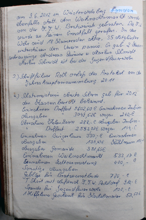 Das Protokollbuch der FFW Recheldorf