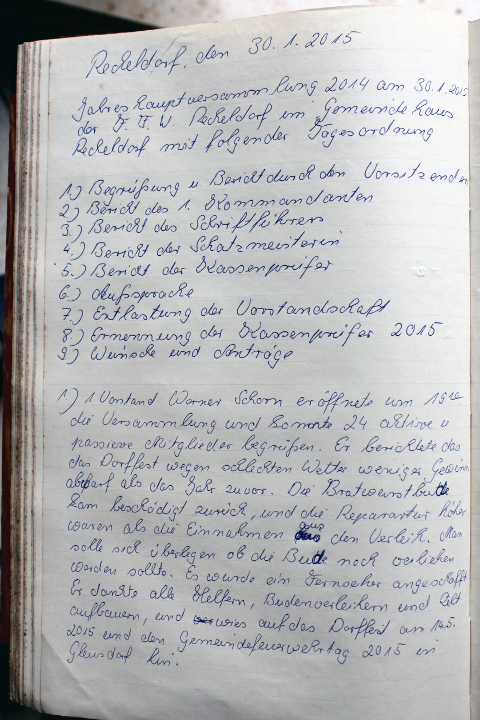 Das Protokollbuch der FFW Recheldorf