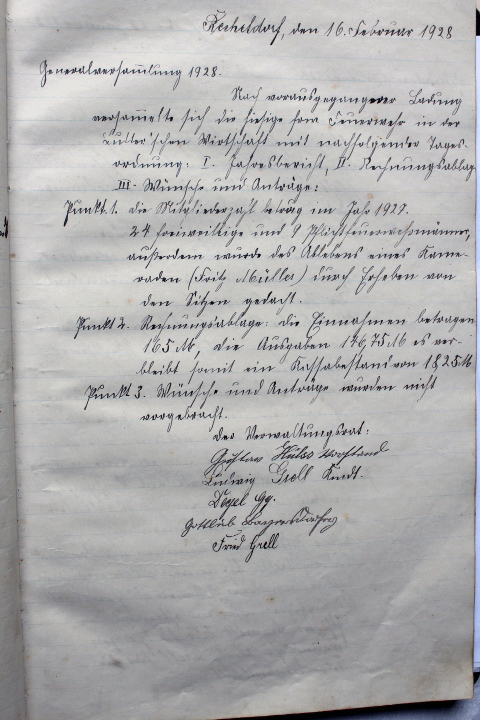 Das Protokollbuch der FFW Recheldorf