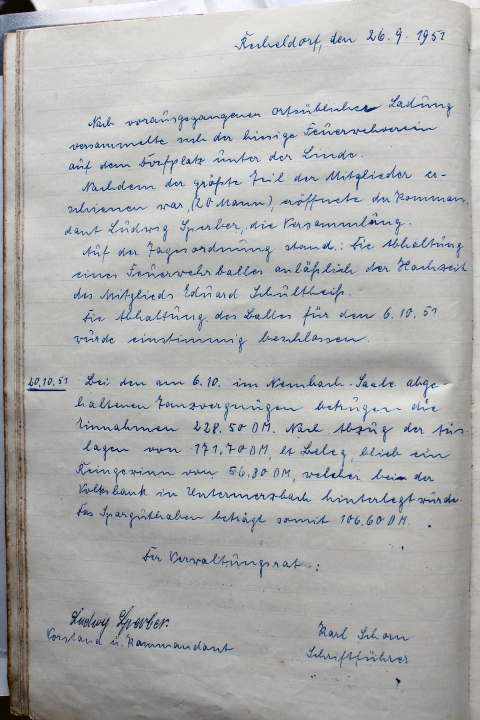 Das Protokollbuch der FFW Recheldorf