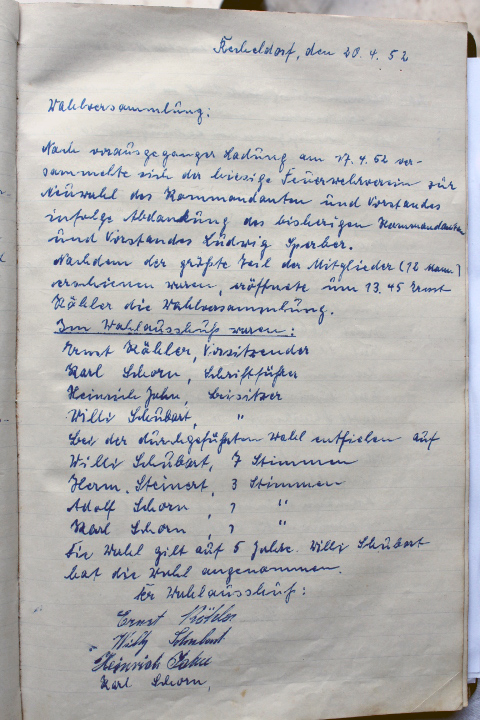 Das Protokollbuch der FFW Recheldorf