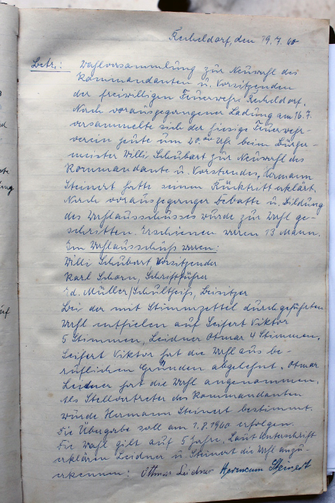 Das Protokollbuch der FFW Recheldorf
