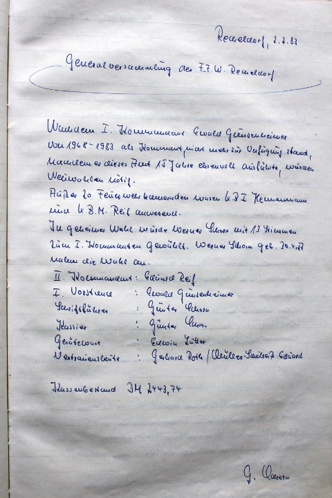 Das Protokollbuch der FFW Recheldorf