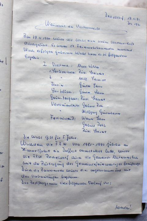Das Protokollbuch der FFW Recheldorf