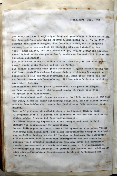 Das Protokollbuch der FFW Recheldorf