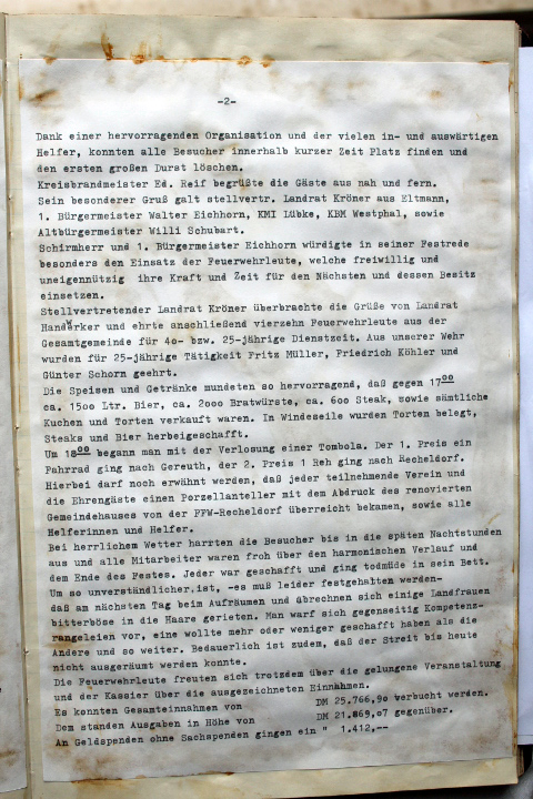 Das Protokollbuch der FFW Recheldorf