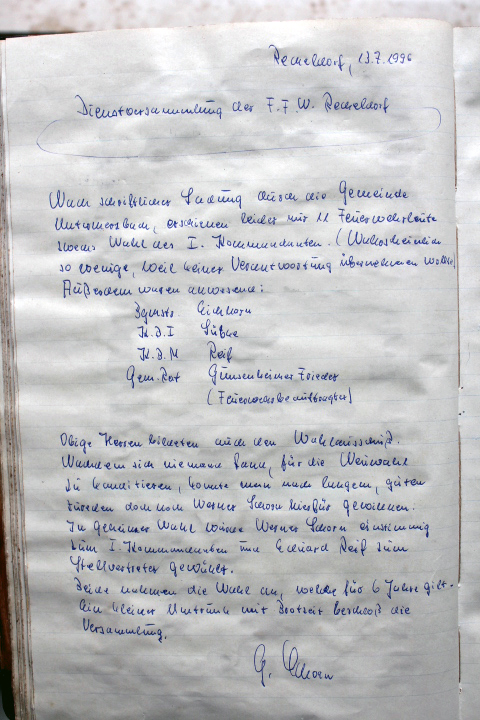 Das Protokollbuch der FFW Recheldorf