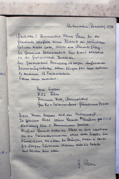 Das Protokollbuch der FFW Recheldorf