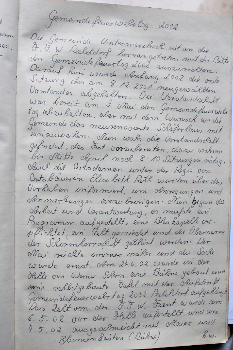 Das Protokollbuch der FFW Recheldorf