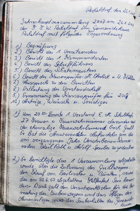 Das Protokollbuch der FFW Recheldorf