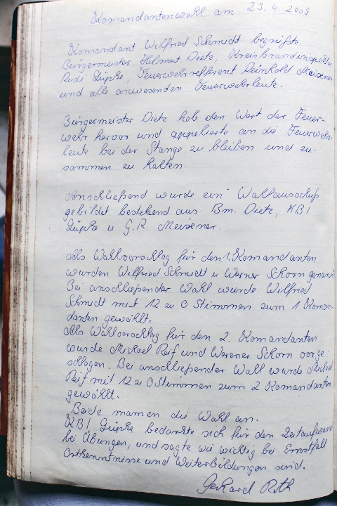 Das Protokollbuch der FFW Recheldorf